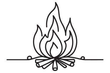 Açık Hava Macera Tasarımları için Kamp Ateşi Sanat Vektörü İllüstrasyonu