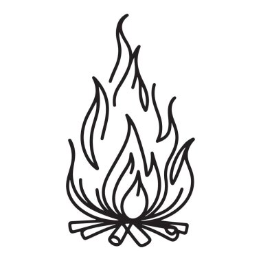 Vektör Kamp Ateşi İllüstrasyonu Sıcak ve Sıcak Dış Macera Silüeti