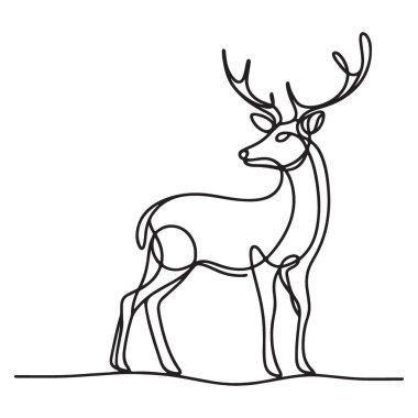 Zarif Geyik Geyiği Devamlı Çizgi Vektör Sanat Silüeti
