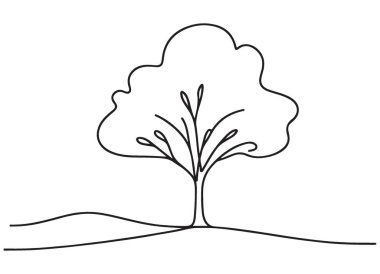 Minimalist Ağaç Resimleri Rahatlama Rengi İçin Basit Doğa Çizimi