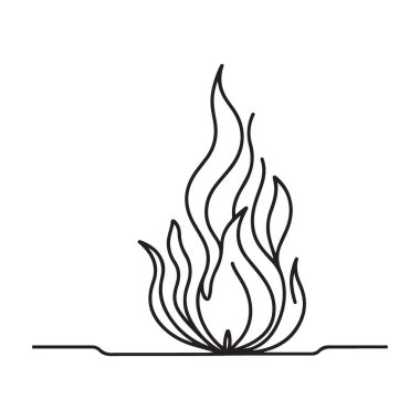 Flame Illustration Fire Minimalist Çizgi Sanat Grafiksel Element Tasarımı