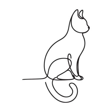 Zarif Siluet Kedi Bir Satır Sanat Vektörü Çizim Çizimi