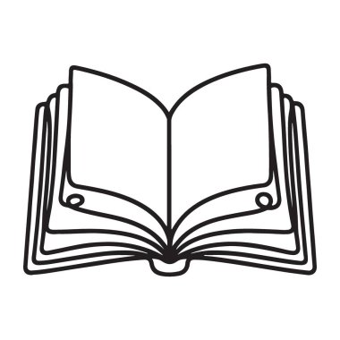 Öğrenim ve Eğitim Kaynakları için Açık Kitap Silüet Vektörü İllüstrasyonu