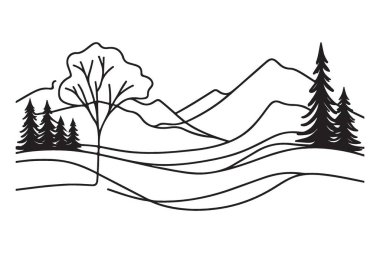 Dağ Manzarası Vektör İllüstrasyonu Serene Doğa ve Sahne Tasarımı
