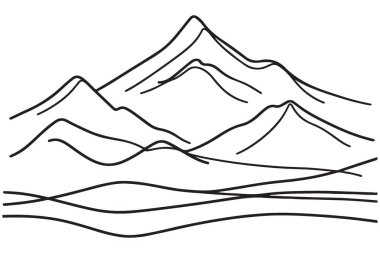 Boyama kitabı veya sanatsal tasarımlar için görkemli dağ aralığı çizimi