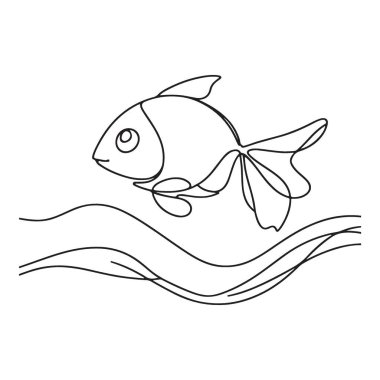Su hatlarında sıçrayan Japon balıkları vektör çizim tasarımı çiziyor