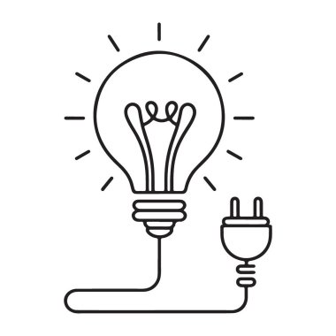 Girişimciler için fişi olan yenilikçi iş fikri ampul silueti