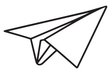 Seyahat Tasarımları için Basit Kağıt Uçak Silueti Vektör İllüstrasyonu