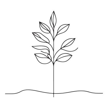 Büyüme ve Doğa için Basit Bitki Silüeti Vektör İllüstrasyonu