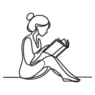 Kitap okuyan bir kadının aralıksız çizgisi