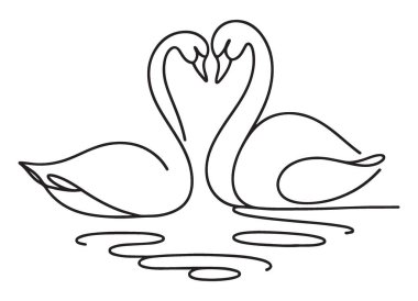 İki Kuğunun Su Yüzeyindeki Aralıksız Çizgisi Sanatı