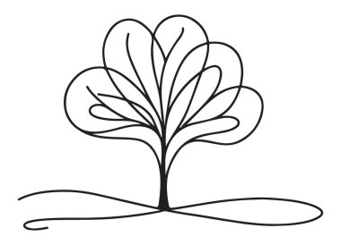 Minimalist Ağaç Yaprağı Görüntü Çizgisi Grafik Tasarımı