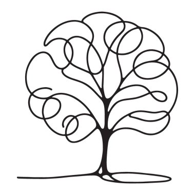 Soyut Dallar Vektör Resimleriyle Asgari Ağaç Silueti