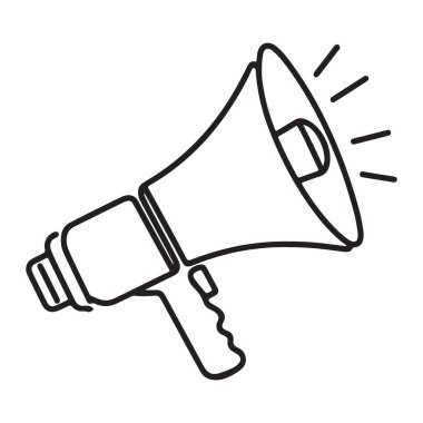 Megafon Bullhorn Siluet Vektör İllüstrasyonu Tanıtım İletisi