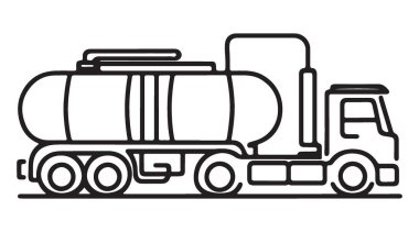 Minimalist tasarımda yakıt nakliye kamyonu silüeti çizimi