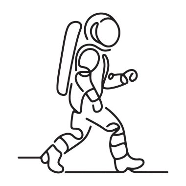 Yürüyen Astronot Siluet Çizgisi Sanat Keşfi Uzay Seyahat Kavramları