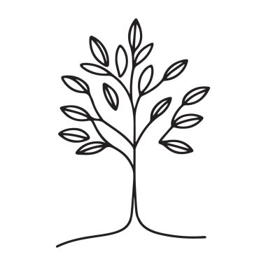 Basit Ağaç Silüeti Çizgisi Büyüme ve Doğa Tasarımı Sanatı