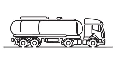 Tanker Kamyonu Silüeti Ulaşım Endüstrisi için Tek Hat Sanatı