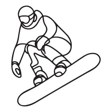 Kış Sporları İçin Dinamik Snowboardcu Siluet Vektör İllüstrasyonu