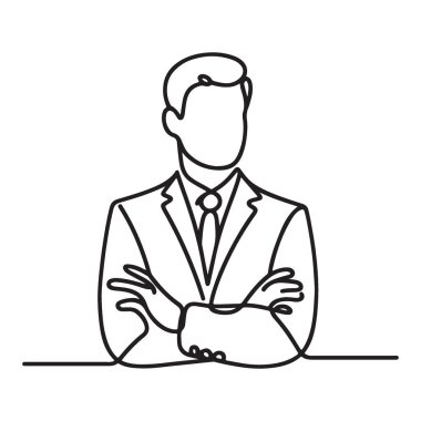 Güvenilir İşadamı Siluet Devamlı Çizgi Sanat Vektörü Tasarımı