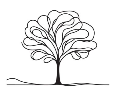 Soyut Ağaç Vektörü Görüntü Silüeti Zarif Çizgi Sanat Tasarımı