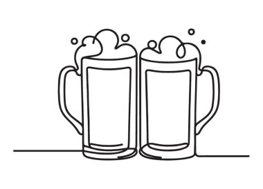 İki Bira Kadehi Tezahürat Bir Sıra Çizim Şenlik Vektörünü Kutluyor