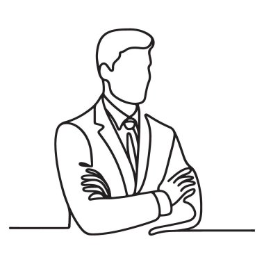 Kendine güvenen İşadamı Bir Satır Çizen Ayakta Duran Poz Vektörü Resimleri