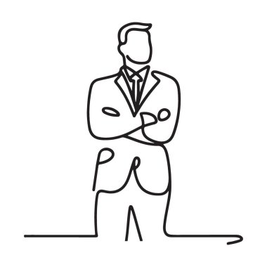 Kendine güvenen İşadamı Bir Satır Siluet Çiziyor Zarif Vektör Çizimi