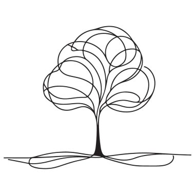 Soyut Ağaç Çizgisi Sanat Zarif Kök Sistemi Vektör İllüstrasyonu