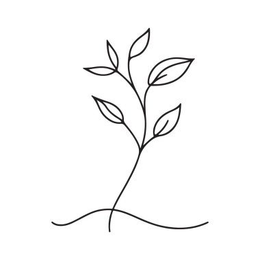 Basit Bitki Yetiştirme İllüstrasyonu Doğa Aşıkları İçin Devamlılık Çizgisi