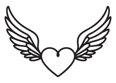 Kanatlı Kalp Aşk ve Özgürlük Vektör Sanatı
