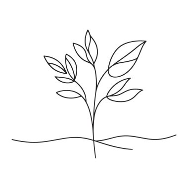 Büyüyen Bitki Silüeti Çizimi Büyümeyi ve Çevreyi Sembolize Ediyor