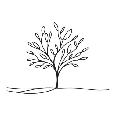 Yaprak Resimli Minimalist Ağaç Basit Doğa Tasarımı Sanatı