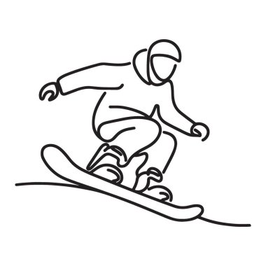 Minimalist Siluet Çizim Snowboardcusu Aksiyon Spor Tasarımı