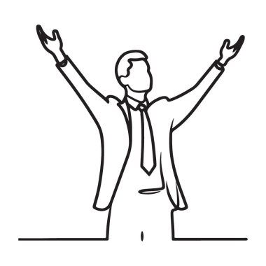 Başarı Kutlaması İş Adamı Kollarıyla Yükseltilmiş Vektör İllüstrasyonu