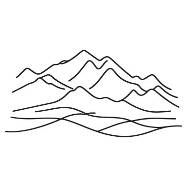 Minimalist Dağ Çizgisi Sanat Huzurlu bir Peyzaj Vektörü İllüstrasyonu