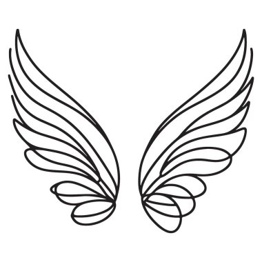 Zarif Kanatlar Siluet Vektör İllüstrasyon Özgürlük Sembolü