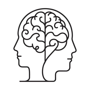 Bağlı Zihinler Silueti Beyin Kavramsal Vektör Çizgisi Resim Çizimi