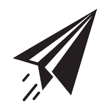 Kağıt uçak silueti vektör illüstrasyonu en düşük biçim mesaj gönderme kavramı