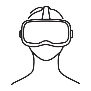 Minimalist Sanal Gerçeklik Kulaklığı Vektör İllüstrasyon Teknoloji Deneyimi Tasarımı