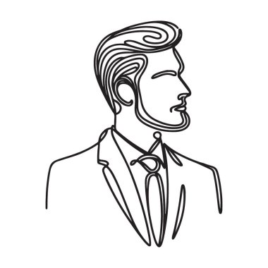 Şık Erkek Portresi Takımlı ve Kravatlı Vektör Tasarımı