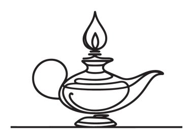 Devamlı Çizgi Çizim Vektörü Konsepti ile Cin Lambası ResimleriName