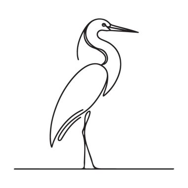 Tek Satır Sanat Vektörü Grafikli Büyük Mavi Balıkçıl ResimleriName