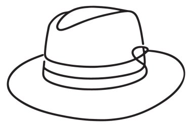 Zarif Fedora Şapka Bir Satır Vektör Sanat İllüstrasyonu İndirme