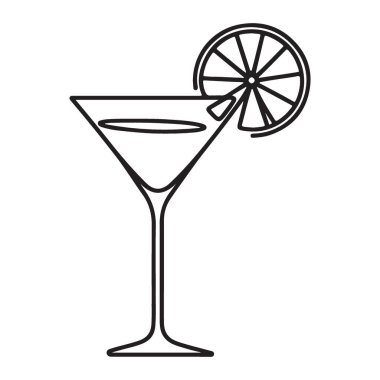 Limon dilimli zarif Martini Glass One Line Vektör Tasarımı