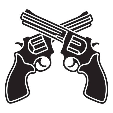 Çapraz Tabancalar Vintage Siluet Görüntü Tasarımcılar için Vektör Sanatı