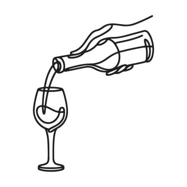 Şarabın Şık Tasarımlar için Tek Hat Sanat Resimleri