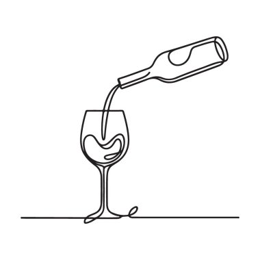 Şık Şarap İçme ve Kutlama İçin Süreklilik Çizgisi Sanatı