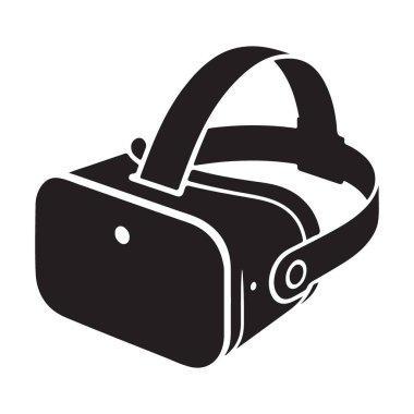 Sanal Gerçeklik Tasarımı için VR Kulaklıklı Siluet Vektör İllüstrasyonu