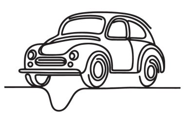 Vintage Car Silhouette Outline Vector Drawing for Automotive Designs clipart